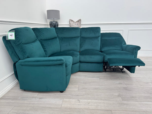 Lillie 1 x Power Reclining Corner Sofa In Lake Green Velvet