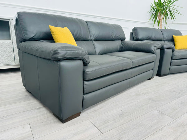 Cozee Dark Grey Leather 2.5+2 Seater Sofa Set