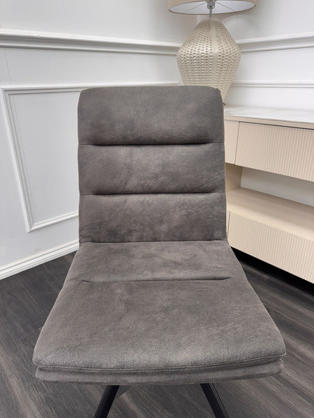Njord Swivel Dining Chair Anthracite Grey Fabric (Choose Quantity)