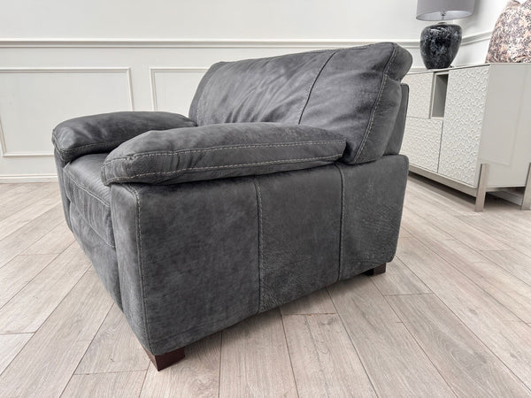 Linara Corner Sofa  & Armchair Dark Grey Aniline Leather 3/CNR/1
