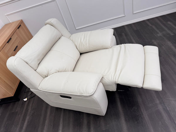 Starlight White Leather Power Recliner Power Headrest Armchair