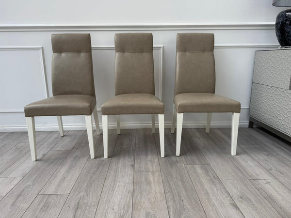 ALF Fascina Set of 6 Faux Leather Dining Chairs Taupe/ Cream RRP £3,447
