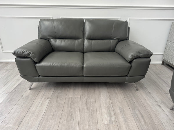 FURNITURE VILLAGE Salvador 3+2 Seater Sofas Set in Genuine Grey Leather