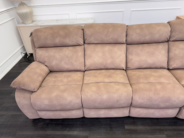 Moreno Light Brown Tan Fabric 5 Seater Sofa Power Recliner