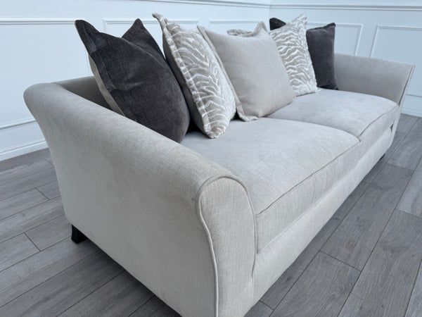 Sasha 4 Seater Sofa Pillow Back Cream Fabric Grand Sofa