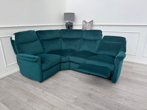 Lillie 1 x Power Reclining Corner Sofa In Lake Green Velvet