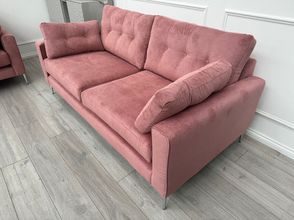 Maya Pink Cord Fabric 3+2 Seater Sofa Set Fast Delivery Available