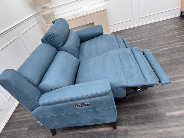 La Z Boy Bella 3 Seater Blue Fabric Power Recliner