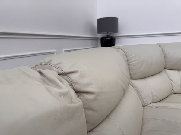 Link Large Cream Leather Corner Sofa Power Recliner