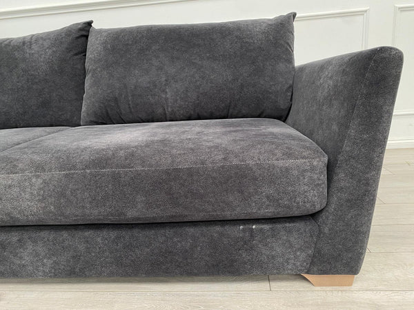 Dark Grey Fabric Corner Sofa Full Back Cushions