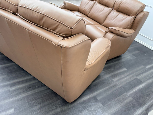 Parker Knoll Boston Light Brown Leather Static 3 & 3 Sofa Set