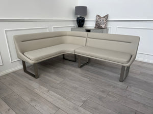 Avorio Grey Faux Leather Left Hand Facing Corner Dining Bench