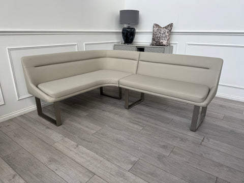 Avorio Grey Faux Leather Left Hand Facing Corner Dining Bench