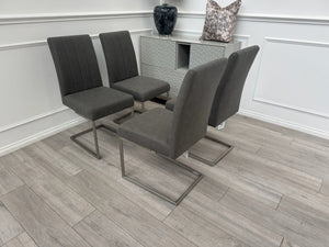 Grigio Set of 4 Grey Charcoal Faux Suede Dining Chairs