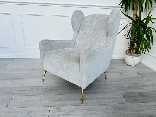 COOPER Grey High Wing Back Accent Armchair