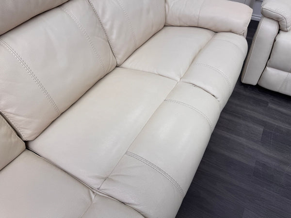 Komodo Relax Station 3 & 2 Seater Cream Leather Power Recliner Headrest Sofa Set