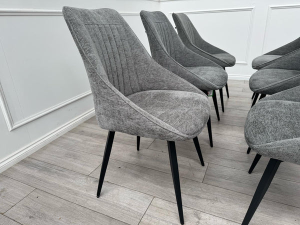 Furniture Village Crete Swivel Dining Chairs Dark Grey Fabric