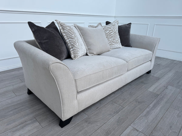 Sasha 4 Seater Sofa Pillow Back Cream Fabric Grand Sofa