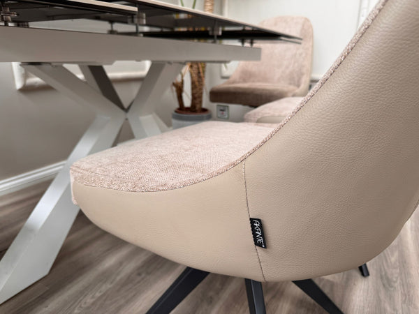 Jose Swivel Pebble Dining Chairs Hybrid Fabric Faux Leather Stylish Kitchen Chairs