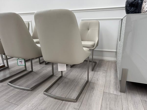 Avorio Grey Faux Leather Cantilever Dining Chairs