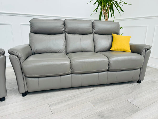 Piccolo Sleet Grey 3+3 Seater Sofa Set Static Genuine Leather