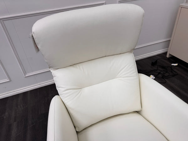 Le Mans White Leather Power Recliner TV Armchair