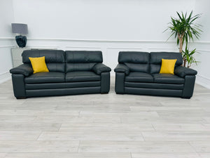 Cozee Dark Grey Leather 2.5+2 Seater Sofa Set