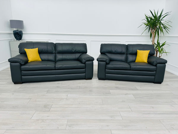 Cozee Dark Grey Leather 2.5+2 Seater Sofa Set
