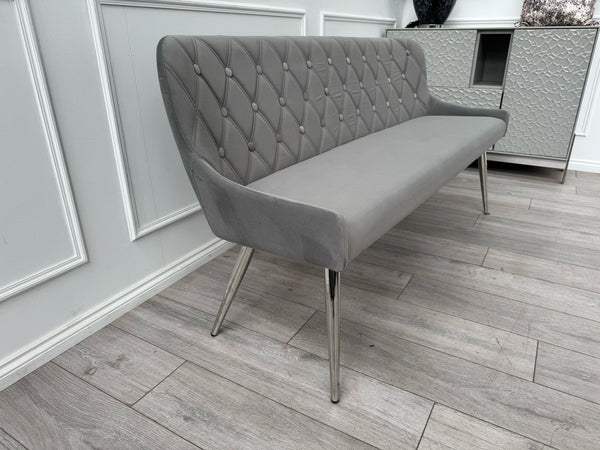 Donnie Grey Velvet Dining Bench