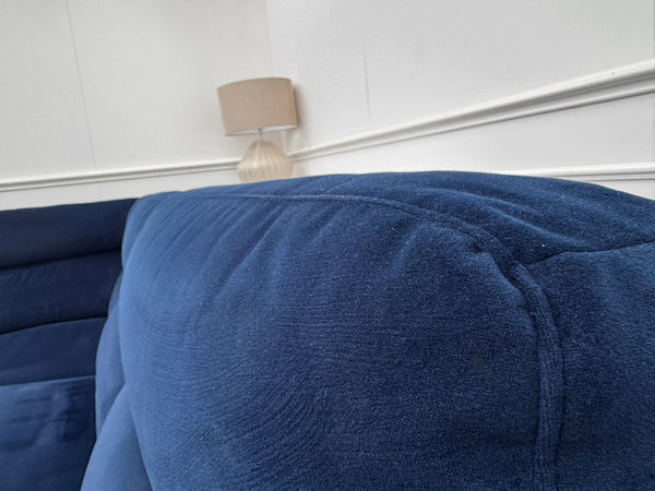 Contempo Navy Blue Fabric Chaise End Power Recliner Corner Sofa