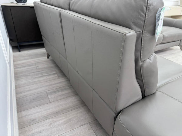 Contempo Grey Leather Static Corner Sofa Set