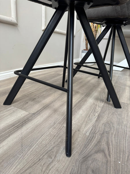 Loki Swivel Bar Stool Grey Charcoal Fabric Swivel Stylish Aesthetic Kitchen Chairs