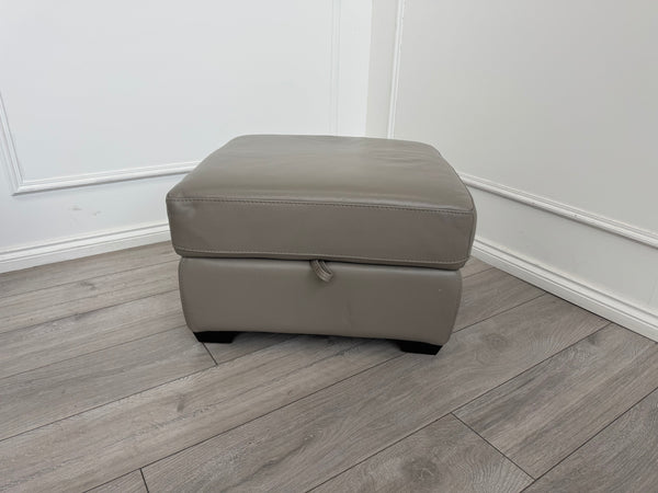 Furniture Village Light Taupe Leather Storage Footstool