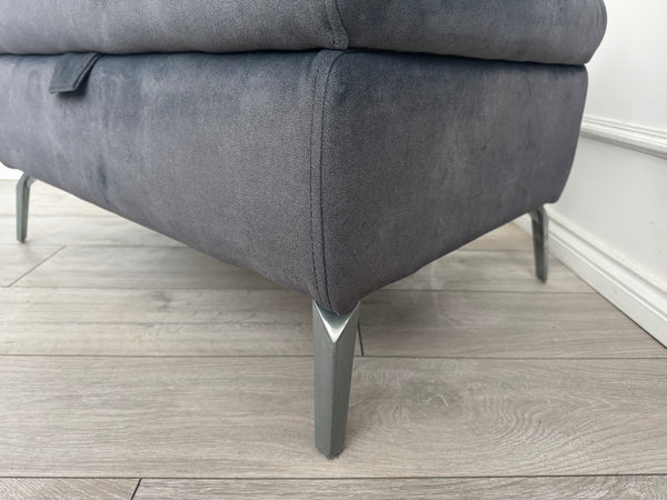 Furniture Village DAYTONA / JUDE Charcoal Grey Velvet Large Storage Footstool