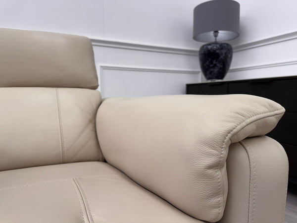 Moet Cream Leather Power Recliner Headrest Armchair