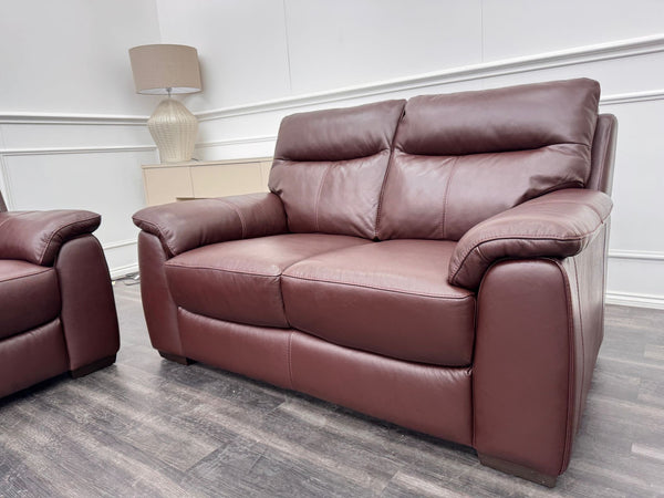 Brown Leather 3 & 2 Seater Static Sofa Set