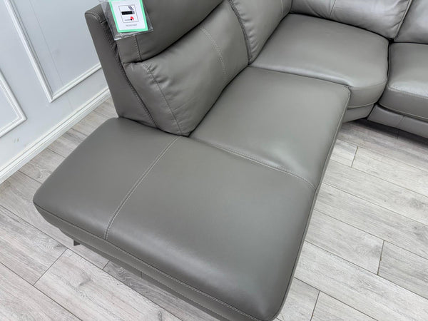 Contempo Grey Leather Static Corner Sofa Set