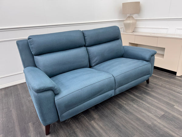 La Z Boy Bella 3 Seater Blue Fabric Power Recliner