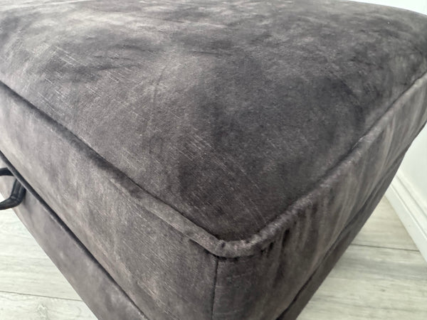 Furniture Village ARIANA Plush Velvet Dark Grey Storage Footstool