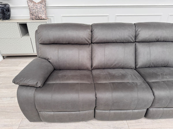 Moreno 4 Seater Power Recliner Sofa In Charcoal Material