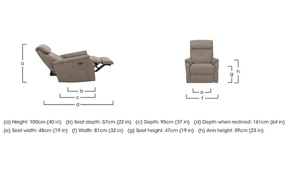Rowan Swivel Rocker Saddle Fabric Power Recliner Armchair