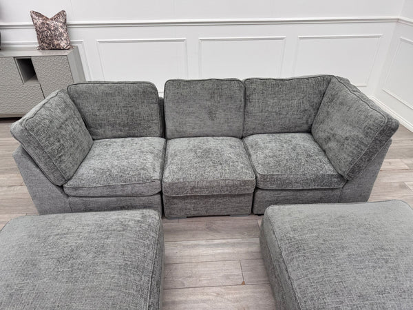 Ugo Small U Shape Grey Fabric Corner Sofa