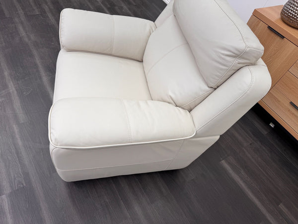 Starlight White Leather Power Recliner Power Headrest Armchair