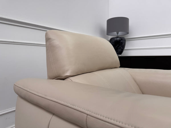 Moet Cream Leather Power Recliner Headrest Armchair