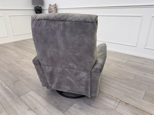 Furniture Village Rowen Grey Fabric Armchair Power Recliner+Swivel+Rocking