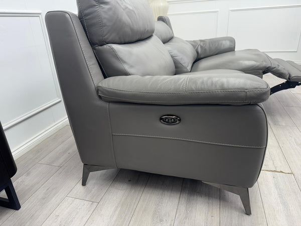 Missouri Grey Leather 3 & 2 Seater Power Recliner Sofa Set