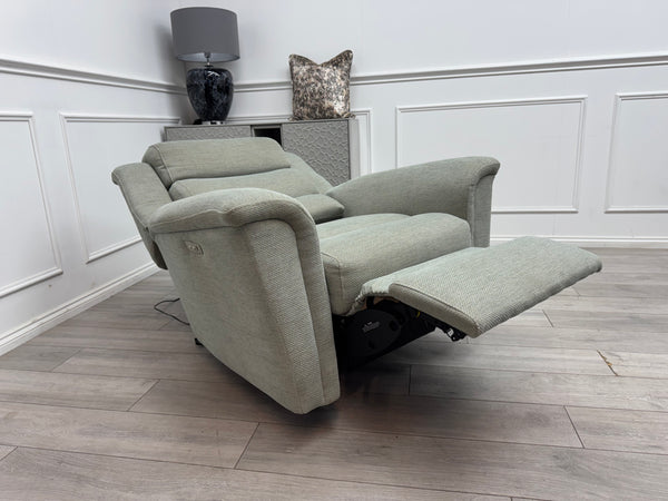 Parker Knoll Colorado Duck Egg Blue Fabric Armchair Power Recliner