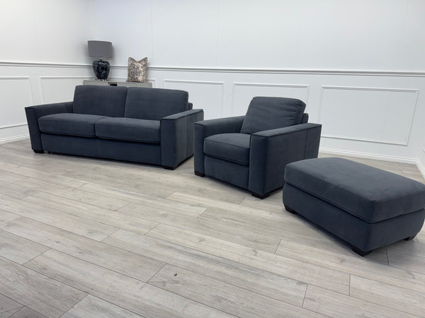Sonno Electric 3 Seater Sofa Bed + 2x Armchairs Sofa Set Charcoal Grey + footstool