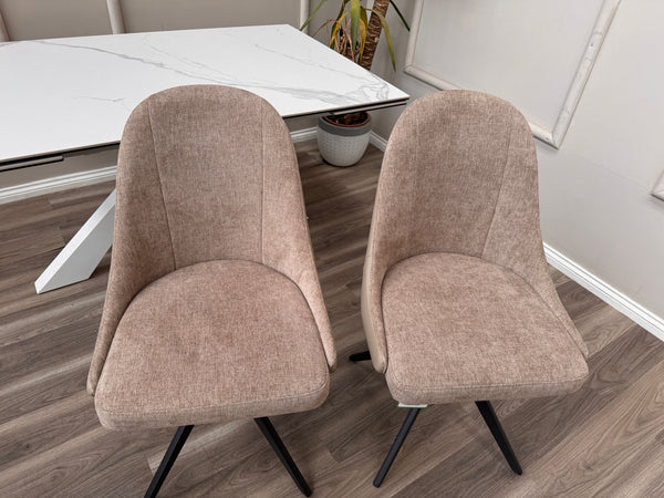 Jose Swivel Pebble Dining Chairs Hybrid Fabric Faux Leather Stylish Kitchen Chairs