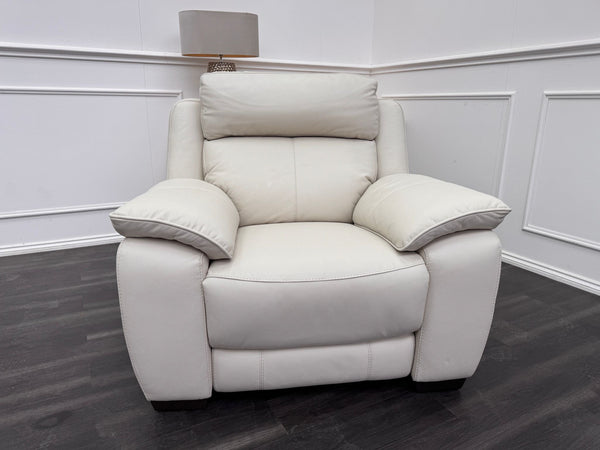 Starlight White Leather Power Recliner Power Headrest Armchair